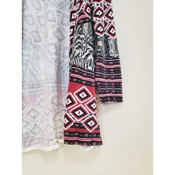 Chicos 3 Womens 16 Duster Cardigan Open Front Geometric Aztec Southwest Office - Picture 3 of 5